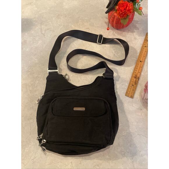 Baggalini Black Nylon Criss Cross Everywhere Zip Organizer Commute Bag/purse - Picture 1 of 12